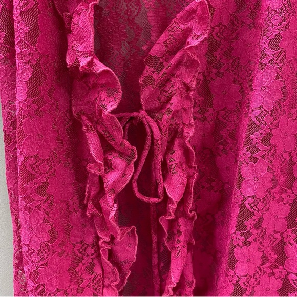 Pink In Bloom By Jonquil Lingerie New With Tags Size XL Wrap Robe Dress Lace - Picture 4 of 5